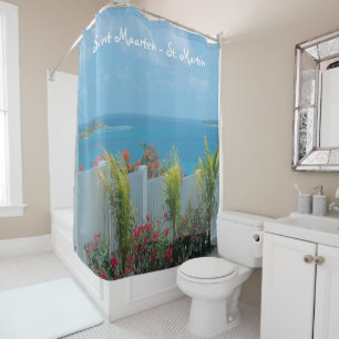 White Picket Fence in Sint Maarten Shower Curtain