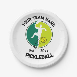 White Pickleball Club Team Player Pickler Custom Paper Plate