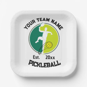 White Pickleball Club Team Player Pickler Custom Paper Plate