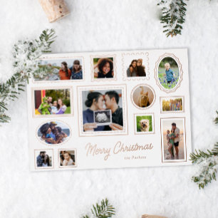 White Picture Frame Gallery Wall Multi-Photo Foil Holiday Card