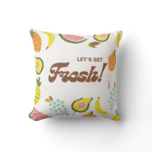"White Pillow with Refreshing Fruit Design"