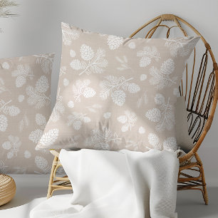 White Pine Cone Beige Pattern Cushion
