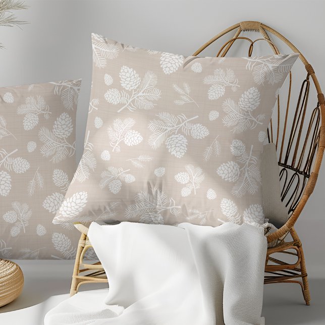 White Pine Cone Beige Pattern Cushion (Creator Uploaded)