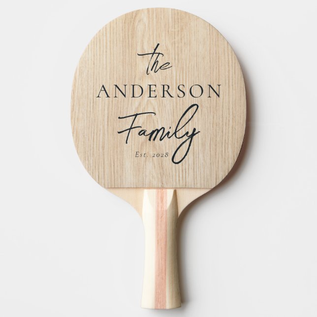 White Pine Hand Written Family Name Ping Pong Paddle (Front)