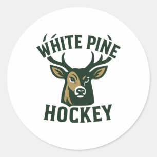 White Pine Hockey Bucks College Official Vintage D Classic Round Sticker