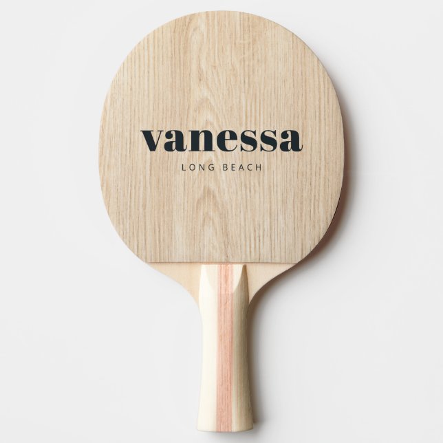 White Pine Minimal Modern Classic Name Ping Pong Paddle (Front)