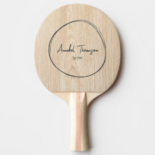 White Pine Name in Drawn Circle Ping Pong Paddle