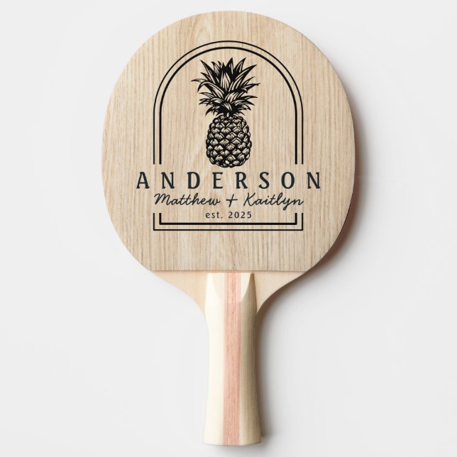 White Pine Pineapple Wedding Arch & Name Ping Pong Paddle (Front)
