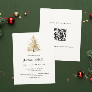 White pine tree snow QR Christmas Party invitation