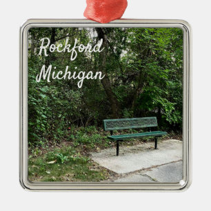 White Pine Walking Trail Bench Rockford Michigan Metal Ornament