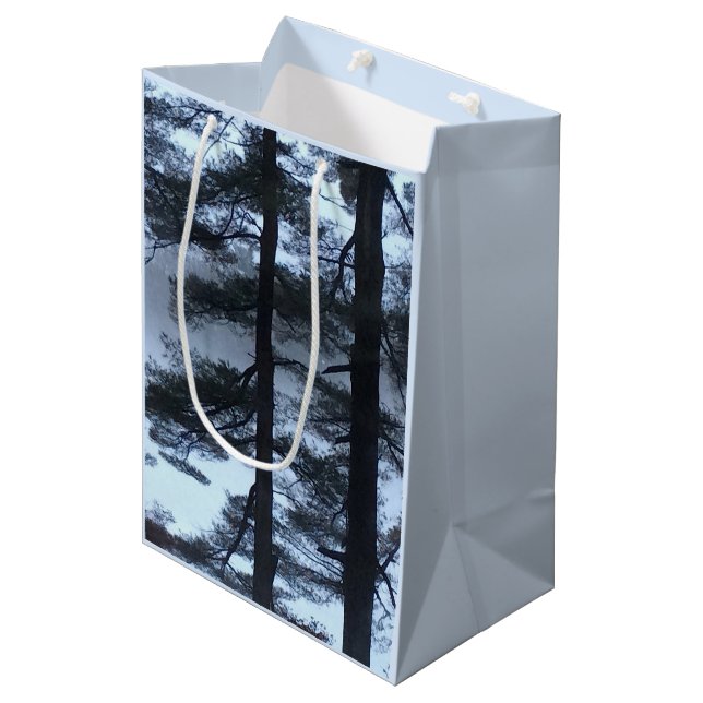 White Pines in a Blizzard --- Medium Gift Bag (Front Angled)