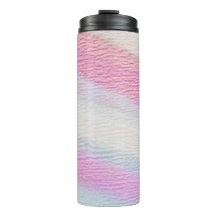 WHITE PINK AND BLUE TEXTILE THERMAL TUMBLER