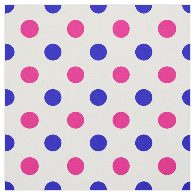 White Pink Blue Polka Dot Pattern Fabric (Swatch)