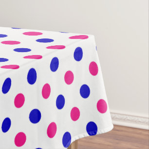 White Pink Blue Polka Dot Pattern Tablecloth