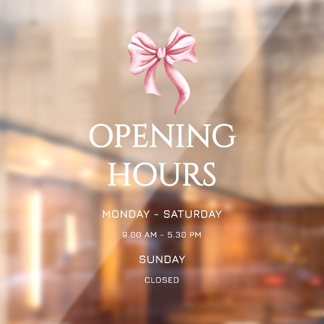 White Pink Bow Opening Hours Small Business (Sheet 2)