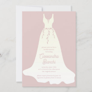 White & Pink Bridal Gown Shower Invitation