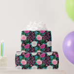 White Pink Burgundy Roses Wedding Wrapping Paper<br><div class="desc">White,  pink and burgundy roses on a black background is the perfect wedding gift wrap your bride will love.
The black background cannot be changed.</div>