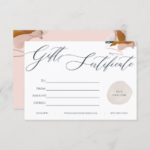 White & Pink Business Gift Certificate Card