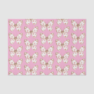 White Pink Butterfly Hearts Birthday Tissue Paper