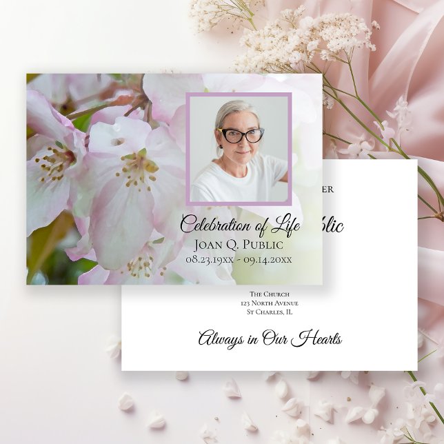 White Pink Crab Apple Flowers Celebration of Life Invitation (Creator Uploaded)