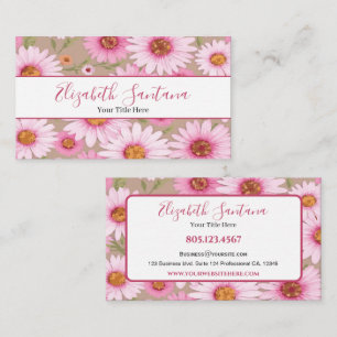 White Pink Daisy Floral Business Card