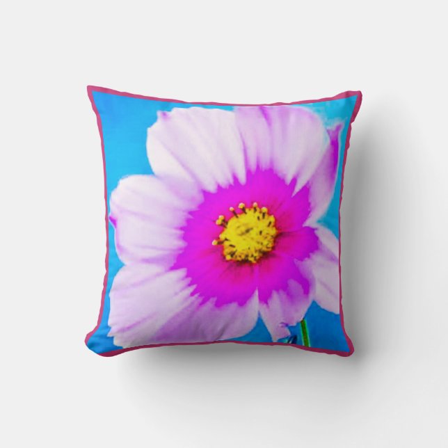 White & Pink Daisy Pillow (Front)