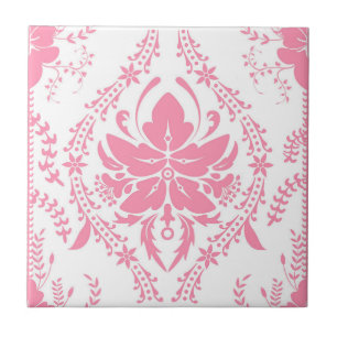 white pink damask pattern  ceramic tile
