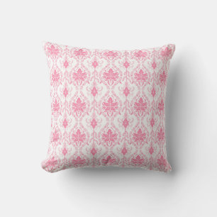 white pink damask pattern  cushion