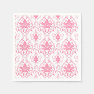 white pink damask pattern napkin