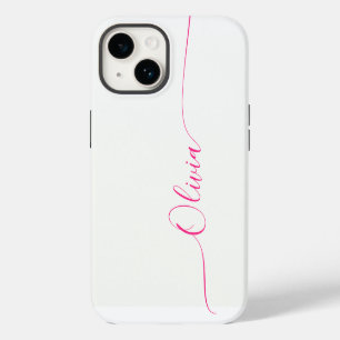 White Pink Elegant Calligraphy Script Name iPhone 14 Case
