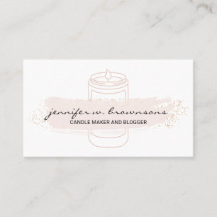 White Pink elegant simple soy candle Business Card