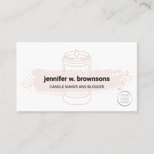 White Pink elegant simple soy candle logo Business Card