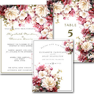 White & Pink  Elegant Spring Flowers Wedding Invitation