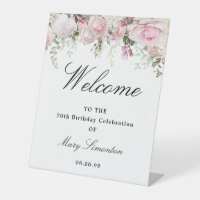 White Pink Floral 70th Birthday Welcome