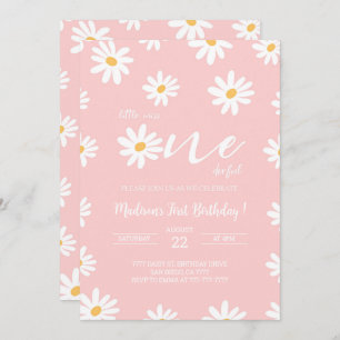 White & Pink Floral Daisy Birthday  Invitation