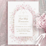 white pink flowers | First Holy Communion Invitation<br><div class="desc">white pink baby's breath flowers | First Holy Communion Invitation</div>