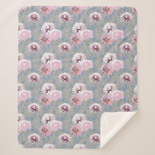 White, pink flowers on grey. sherpa blanket