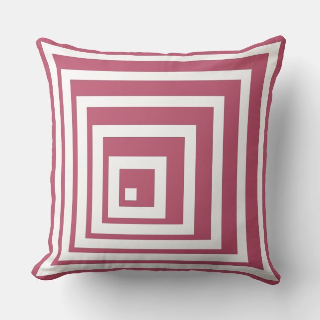 White&Pink Geometric Corner Pattern-Throw Pillow (Front)