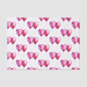 White Pink Heart Balloons Birthday Tissue Paper