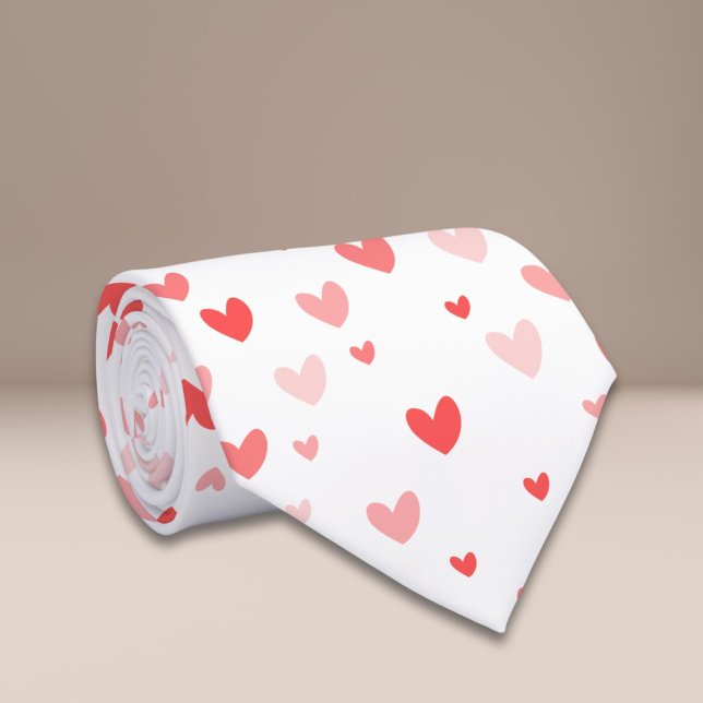 White Pink Hearts Valentine's Day  Tie (Creator Uploaded)