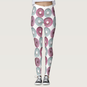 White & pink iced donuts leggings