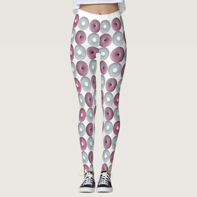 White & pink iced donuts leggings (Front)
