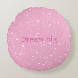 White Pink Lavender Sky of Stars Round Cushion