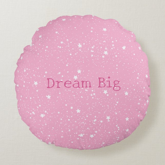 White Pink Lavender Sky of Stars Round Cushion (Front)