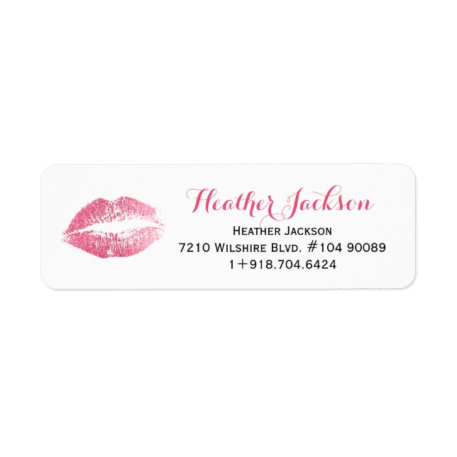 White Pink Lips Return Address Label (Front)
