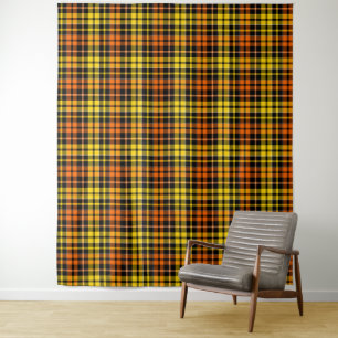 White Pink Orange Plaid Tartan Design Tapestry