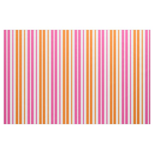 White Pink Orange Vertical Stripes Design   Fabric (Fat Quarter)