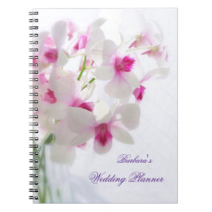White pink Orchids Wedding Planner Notebook