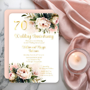 White Pink Peonies 70th Wedding Anniversary Party