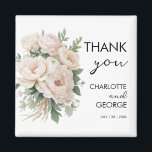 white pink peonies floral rustic wedding favours magnet<br><div class="desc">white pink peonies floral rustic wedding favours,  easily customised and personalised for your special wedding events by adding text of name and date</div>